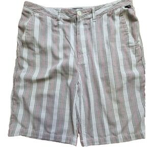 Vans Mens Size 38 Gray & Red Strip Long Shorts 11" Inseam Pockets